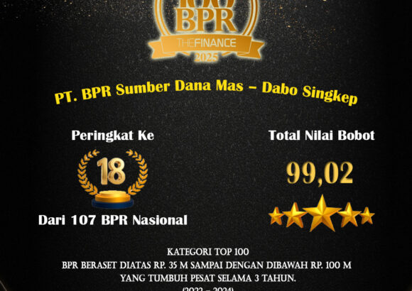PT BPR SUMBER DANA MAS Mendapatkan Kategori TOP 100 BPR Beraset RP. 35M sampai dengan dibawah RP. 100 M