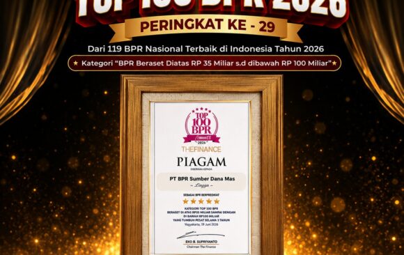 PT. BPR Sumber Dana Mas Dabo Singkep Raih Bintang 5 Top 100 BPR Award Majalah The Finance 2026